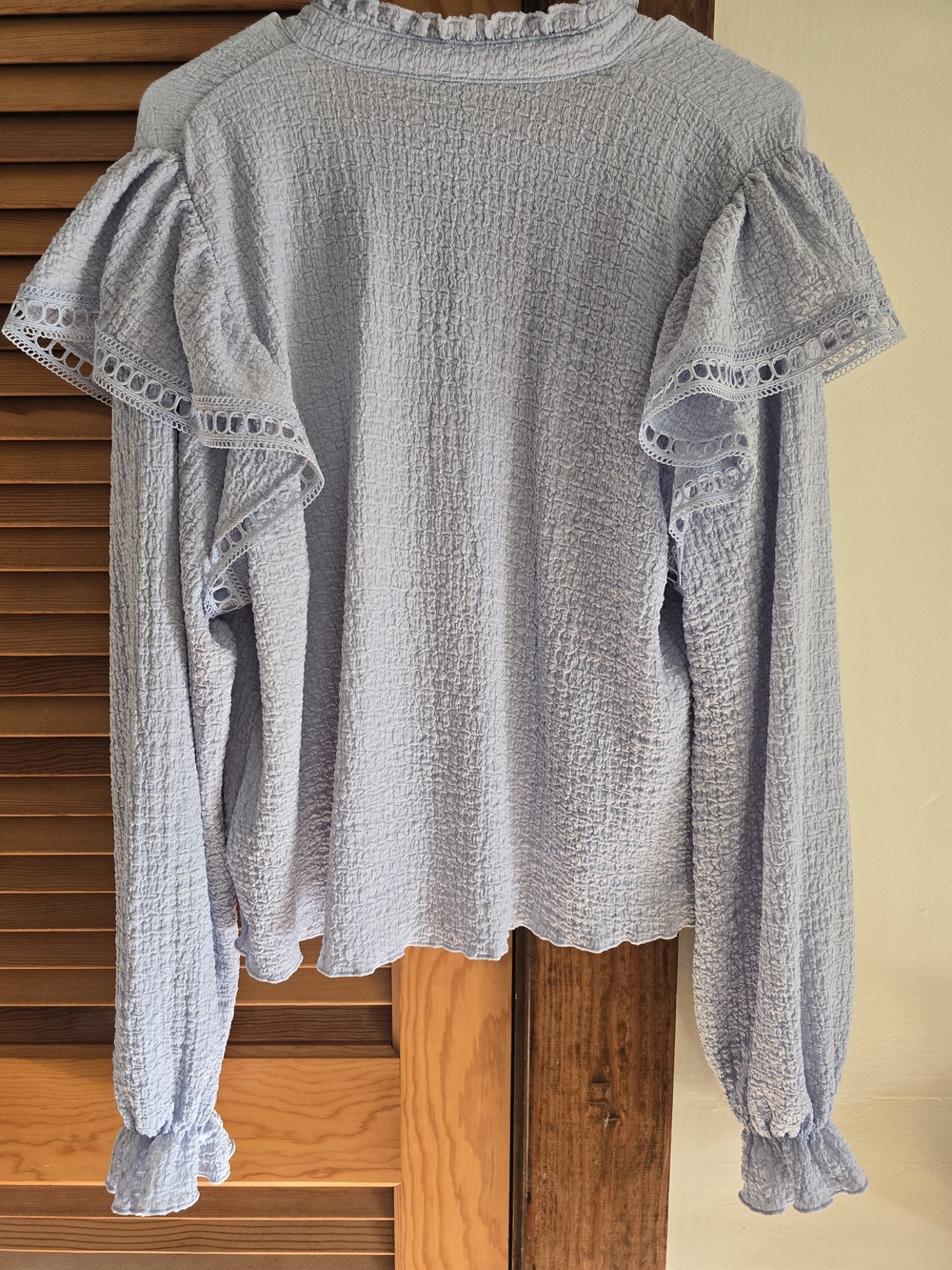 H&M Light Blue Ruffle Crochet-Trim Peasant Blouse - Picture 2 of 3